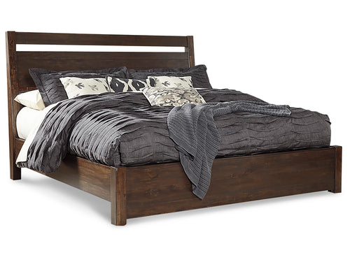 Modern Starmore Queen Bed - Acacia Wood Veneer & Plank Headboard