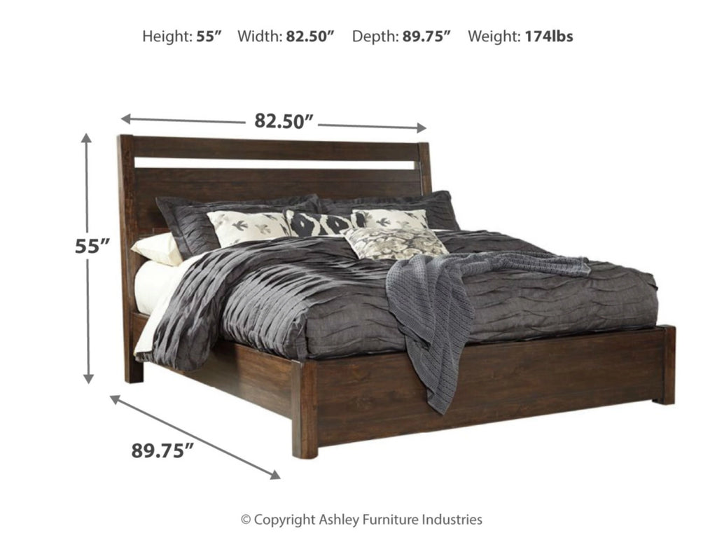 Modern Starmore Queen Bed - Acacia Wood Veneer & Plank Headboard